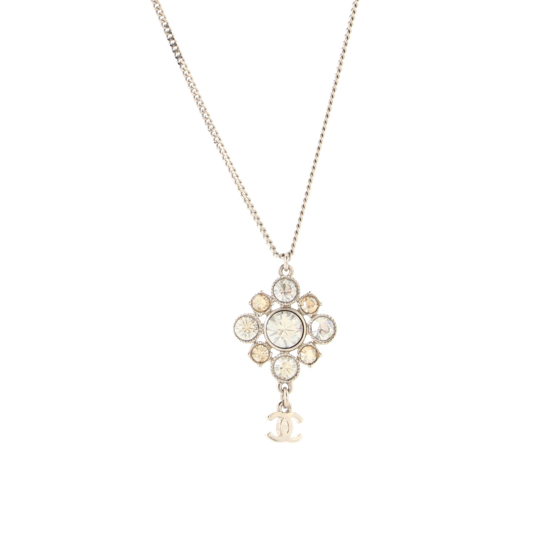 CC Cluster Drop Pendant Necklace Metal with Crystals