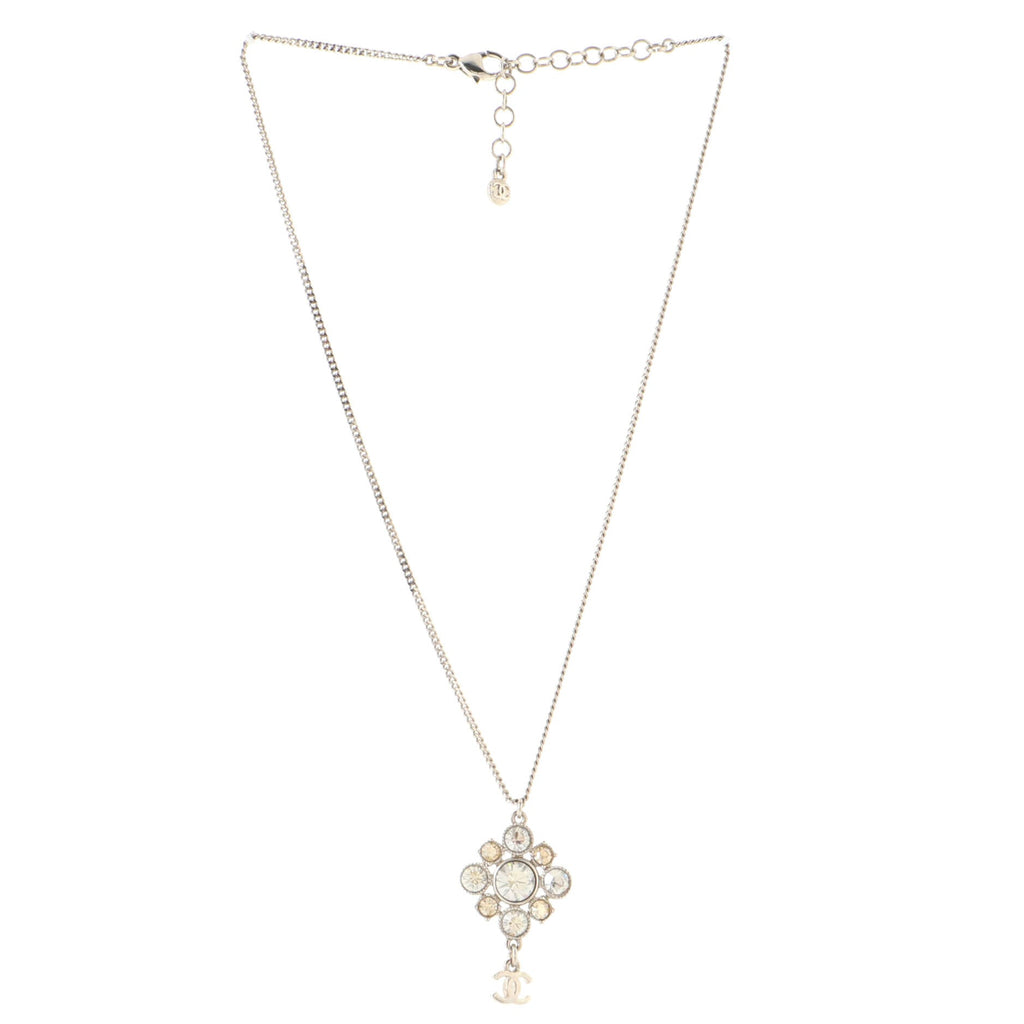 CC Cluster Drop Pendant Necklace Metal with Crystals