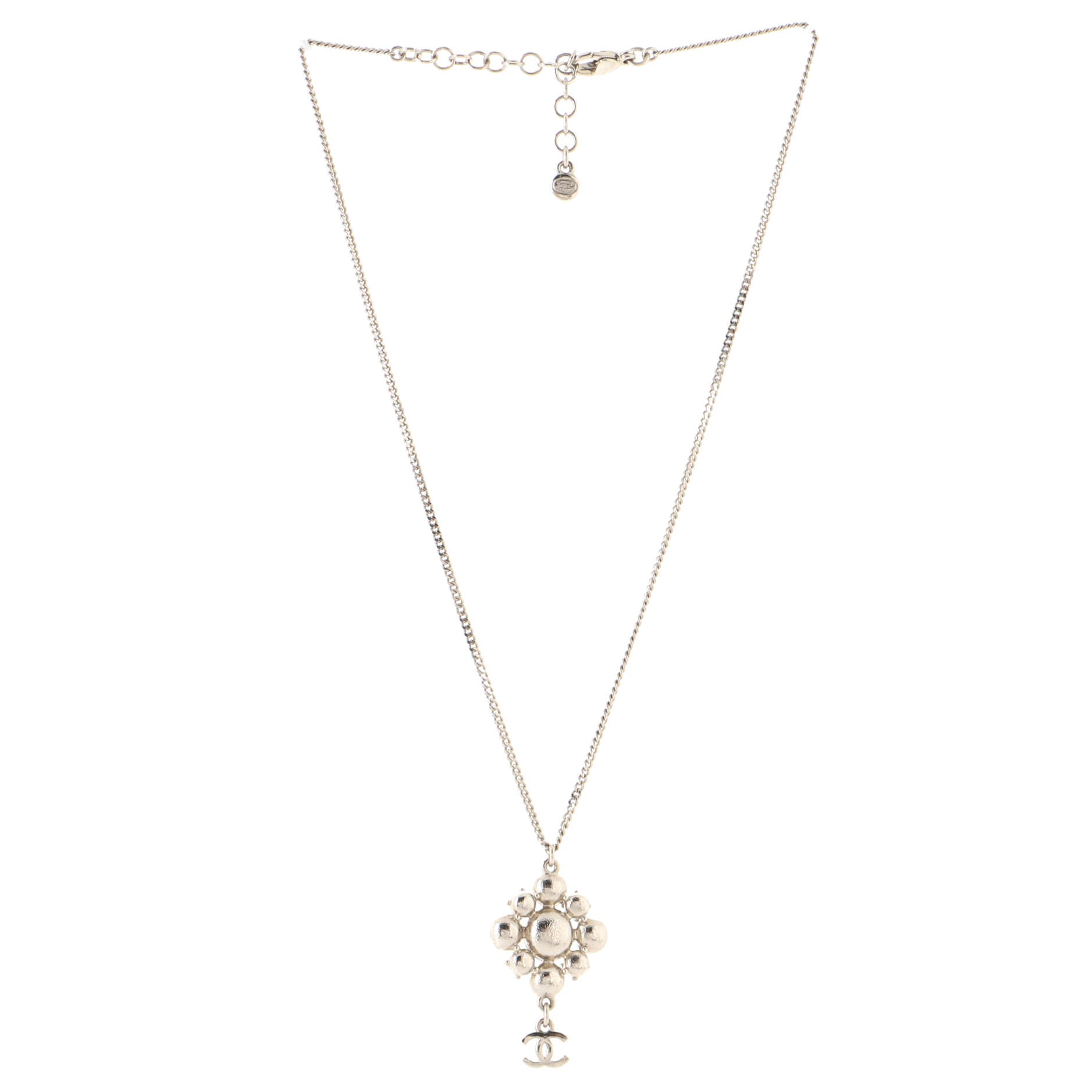 CC Cluster Drop Pendant Necklace Metal with Crystals