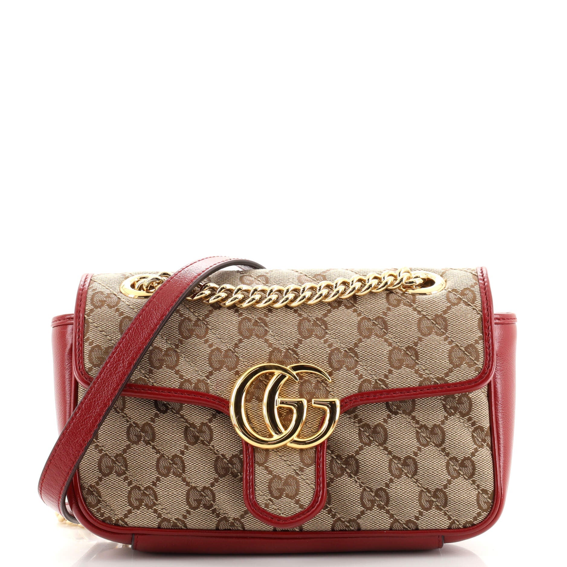 GG Marmont Flap Bag Diagonal Quilted GG Canvas Mini