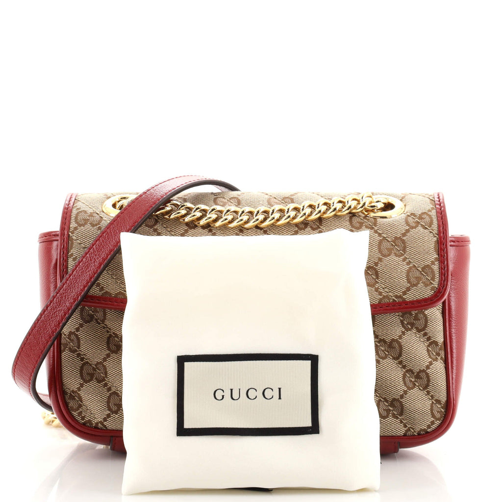 GG Marmont Flap Bag Diagonal Quilted GG Canvas Mini