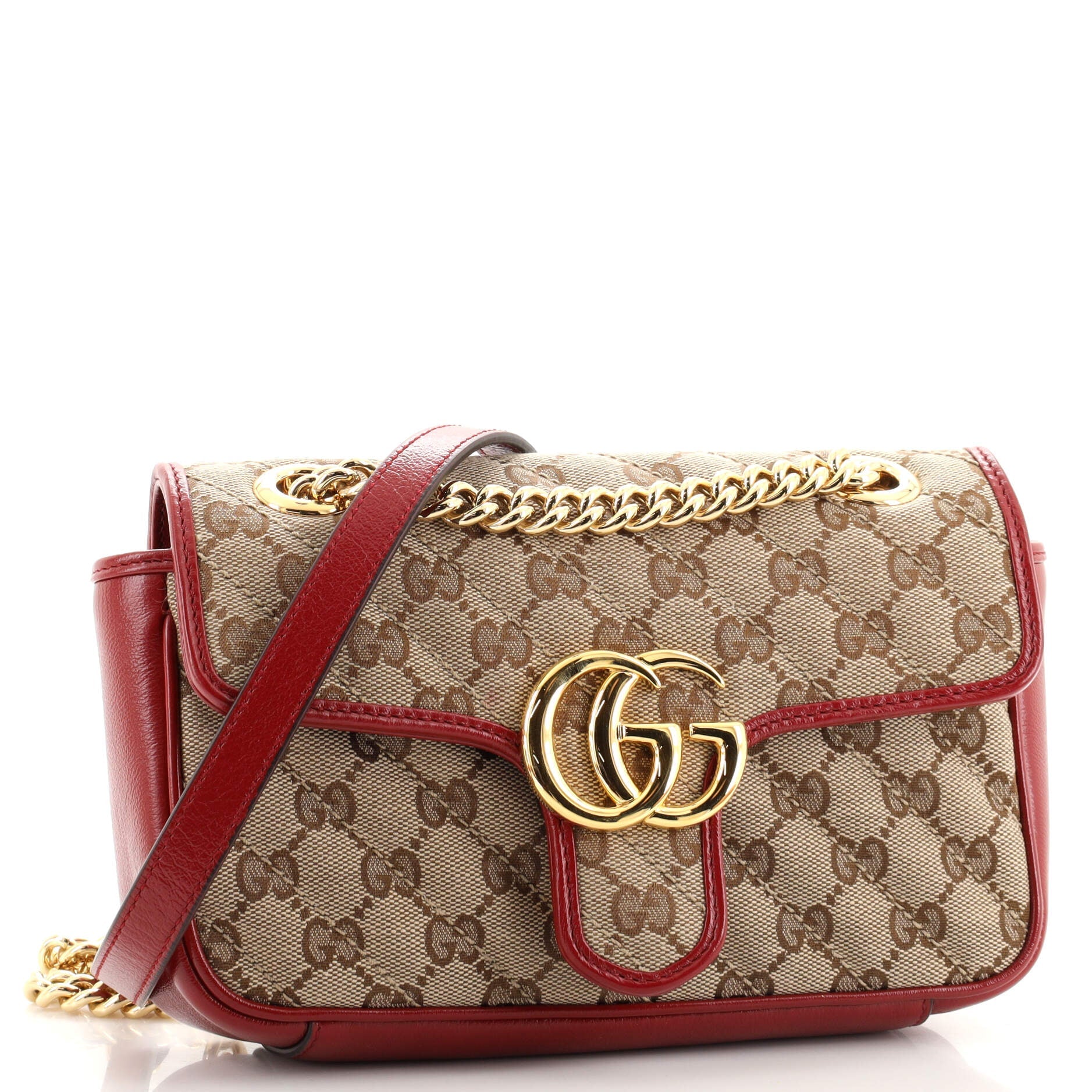 GG Marmont Flap Bag Diagonal Quilted GG Canvas Mini