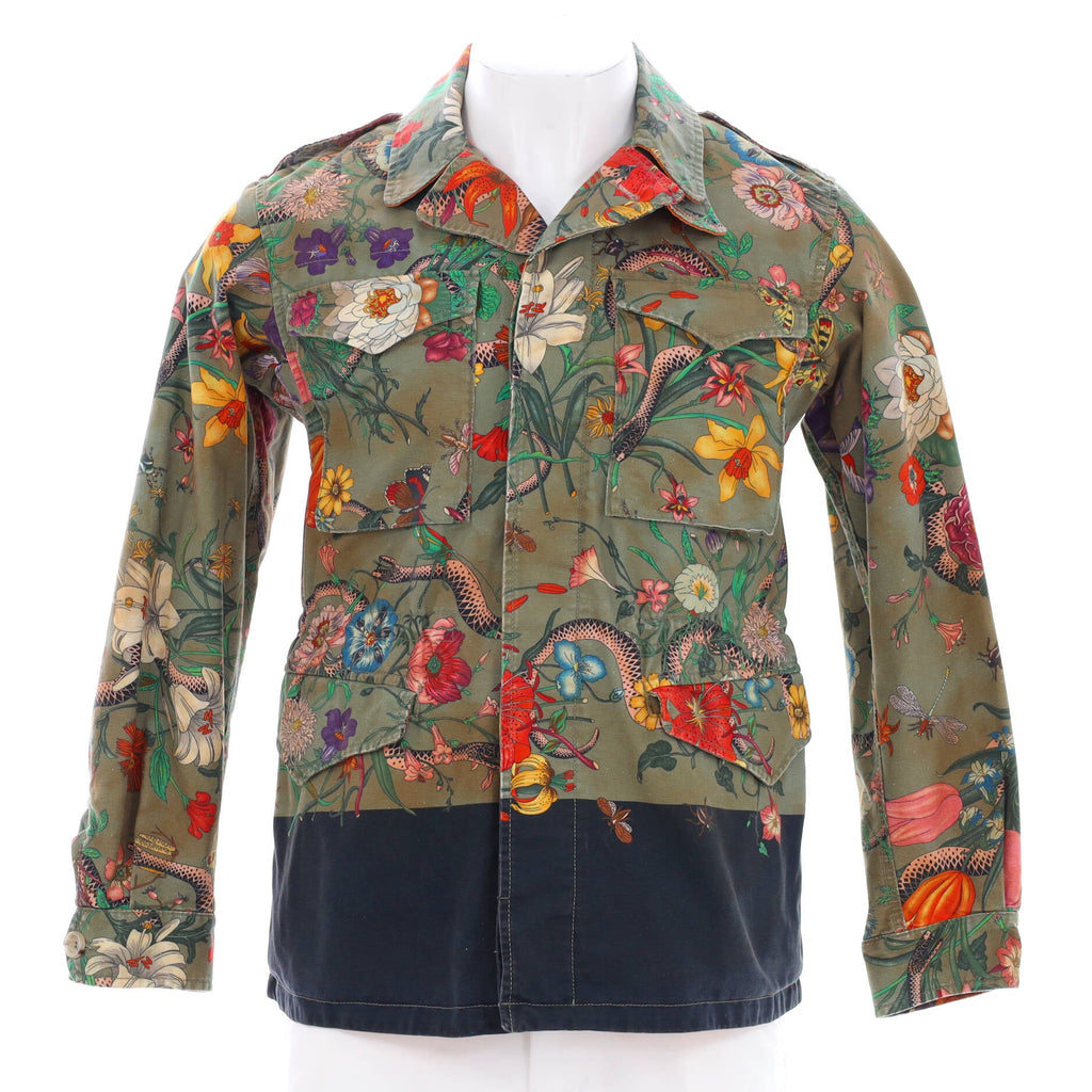 Men's Flora Snake Utility Jacket Quilted Printed Cotton