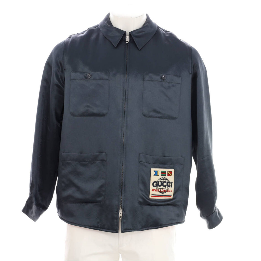 Men's Hooded Jacket Acetate and Cotton