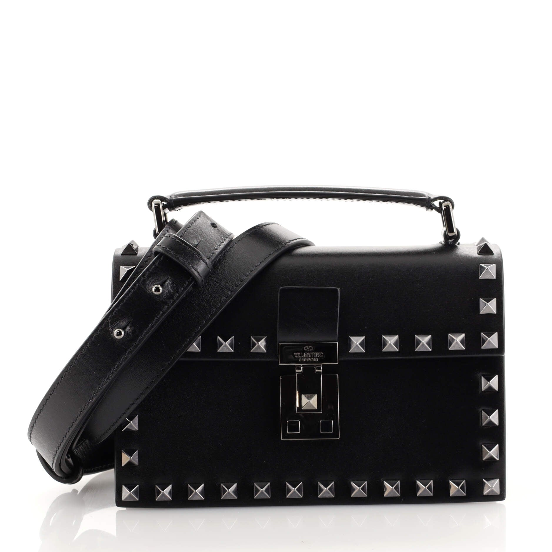Rockstud Top Handle Crossbody Bag Leather Mini