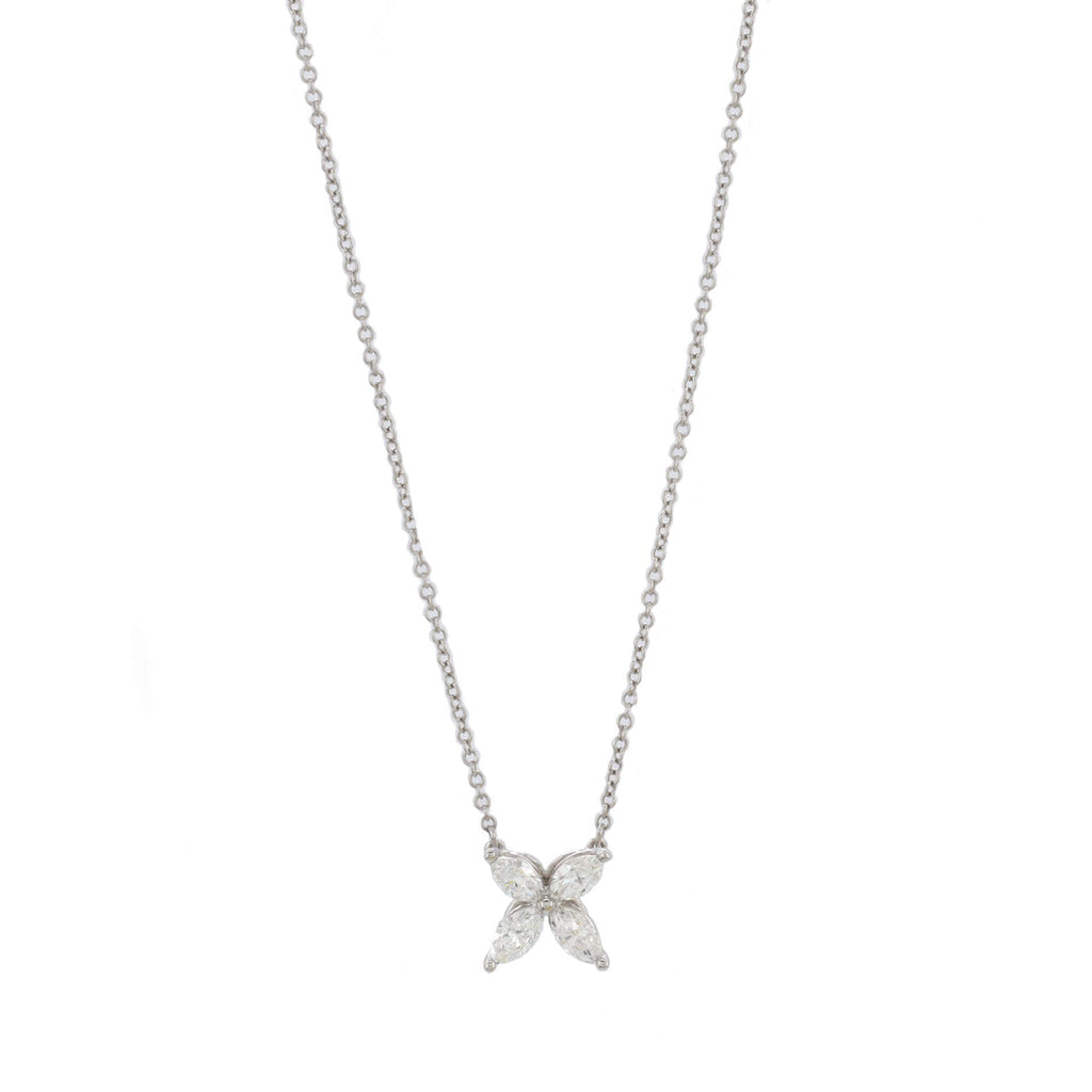 Victoria Pendant Necklace Platinum with Diamonds Medium