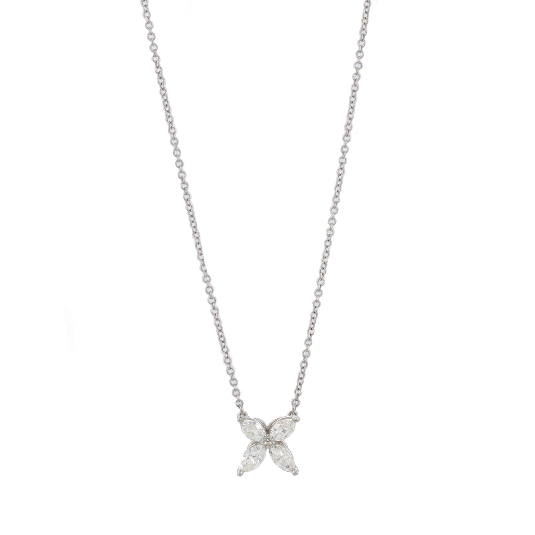 Victoria Pendant Necklace Platinum with Diamonds Medium