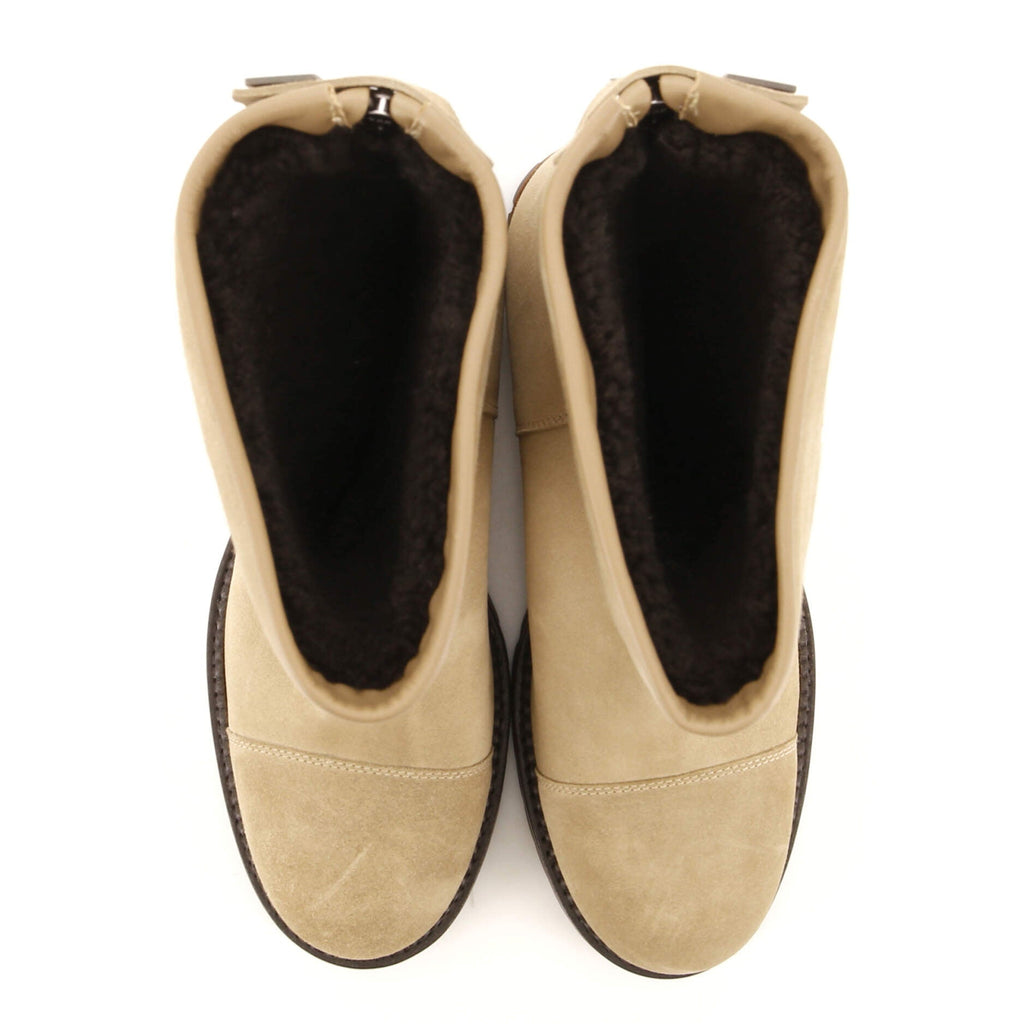 Women's CC Zip Mid Boots Suede with Shearling Interior