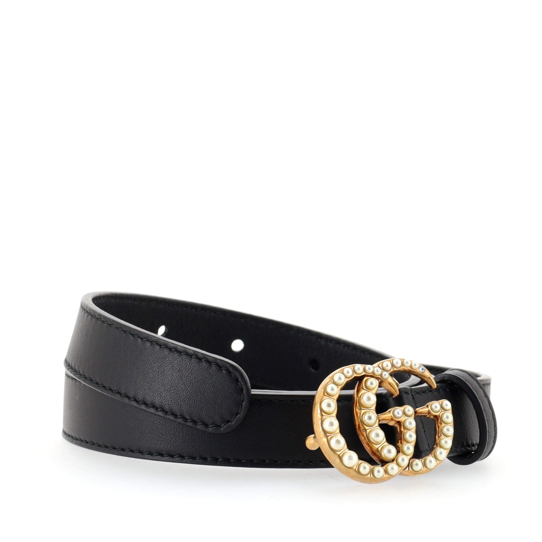 Pearly GG Marmont Belt Leather Thin 80