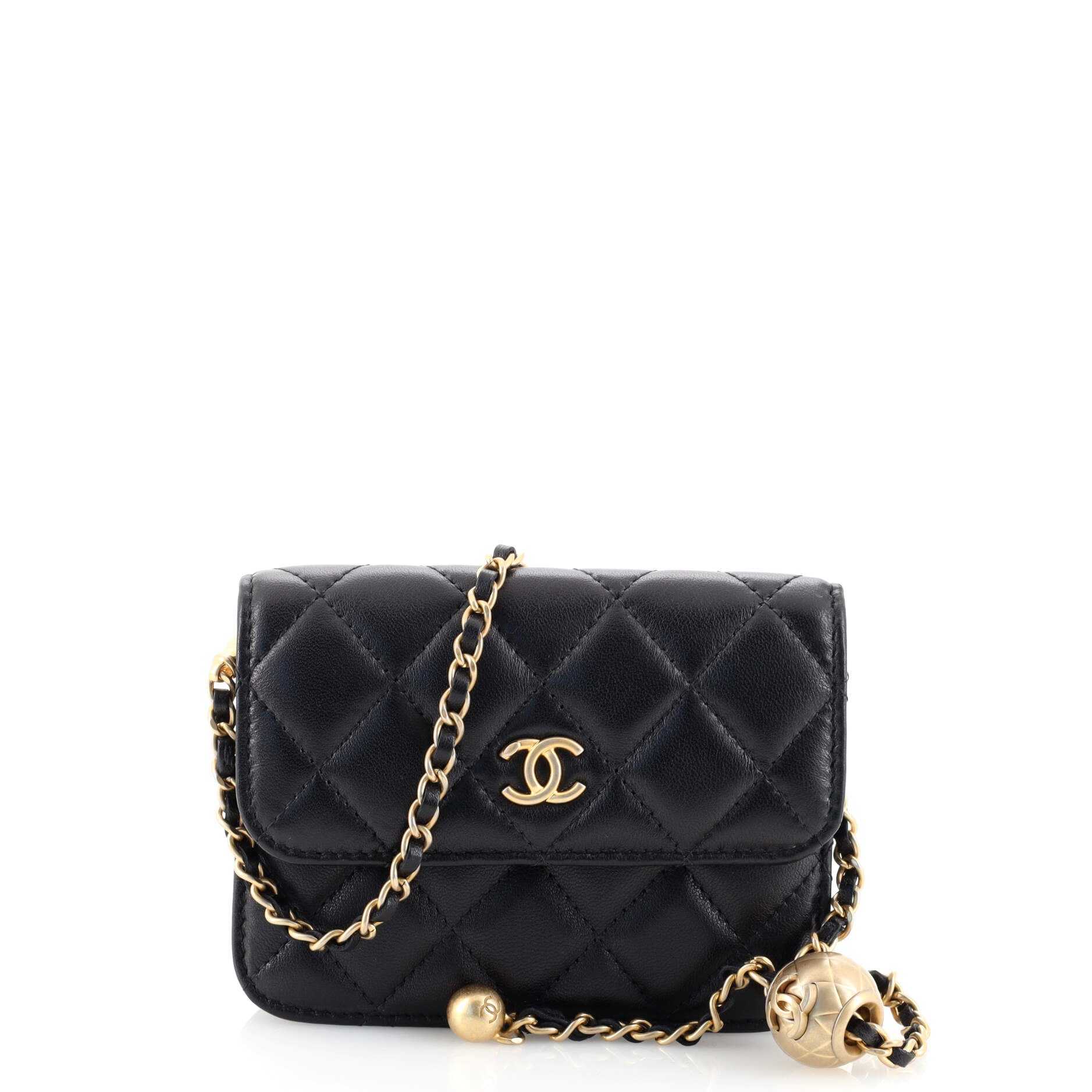 Pearl Crush Flap Clutch with Chain Quilted Lambskin Mini