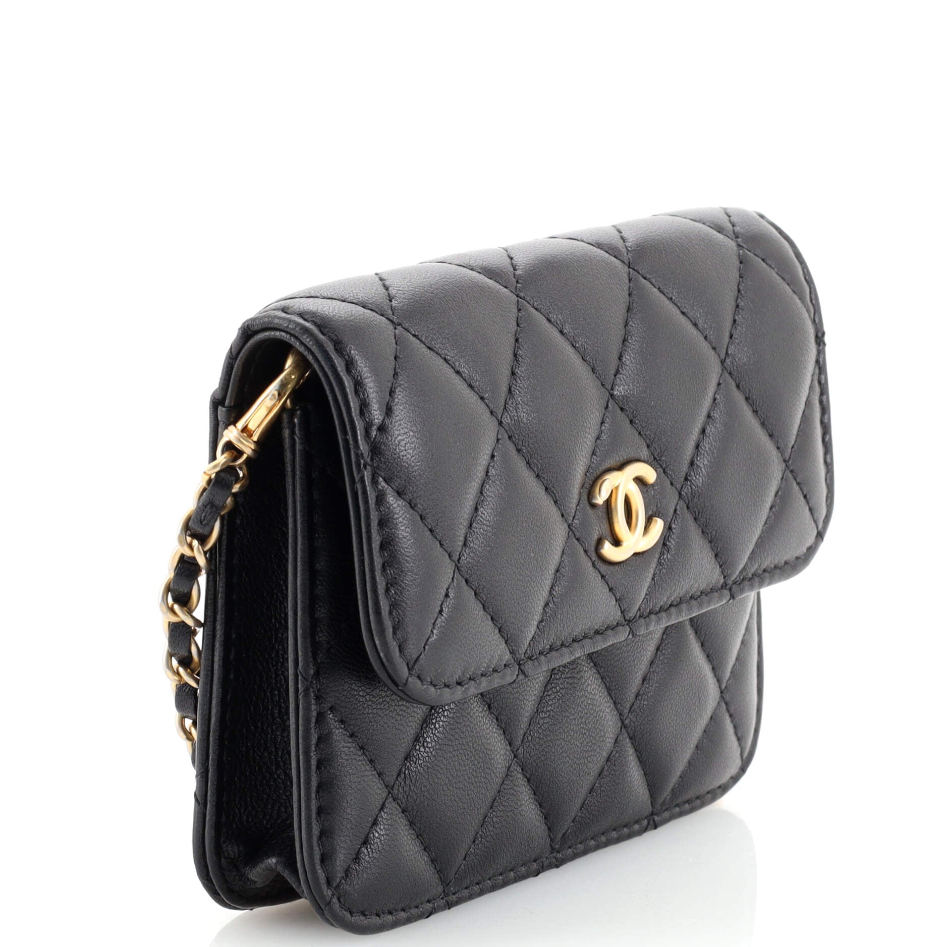 Pearl Crush Flap Clutch with Chain Quilted Lambskin Mini