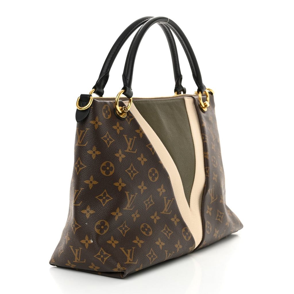 Monogram V Tote MM Khaki Cream