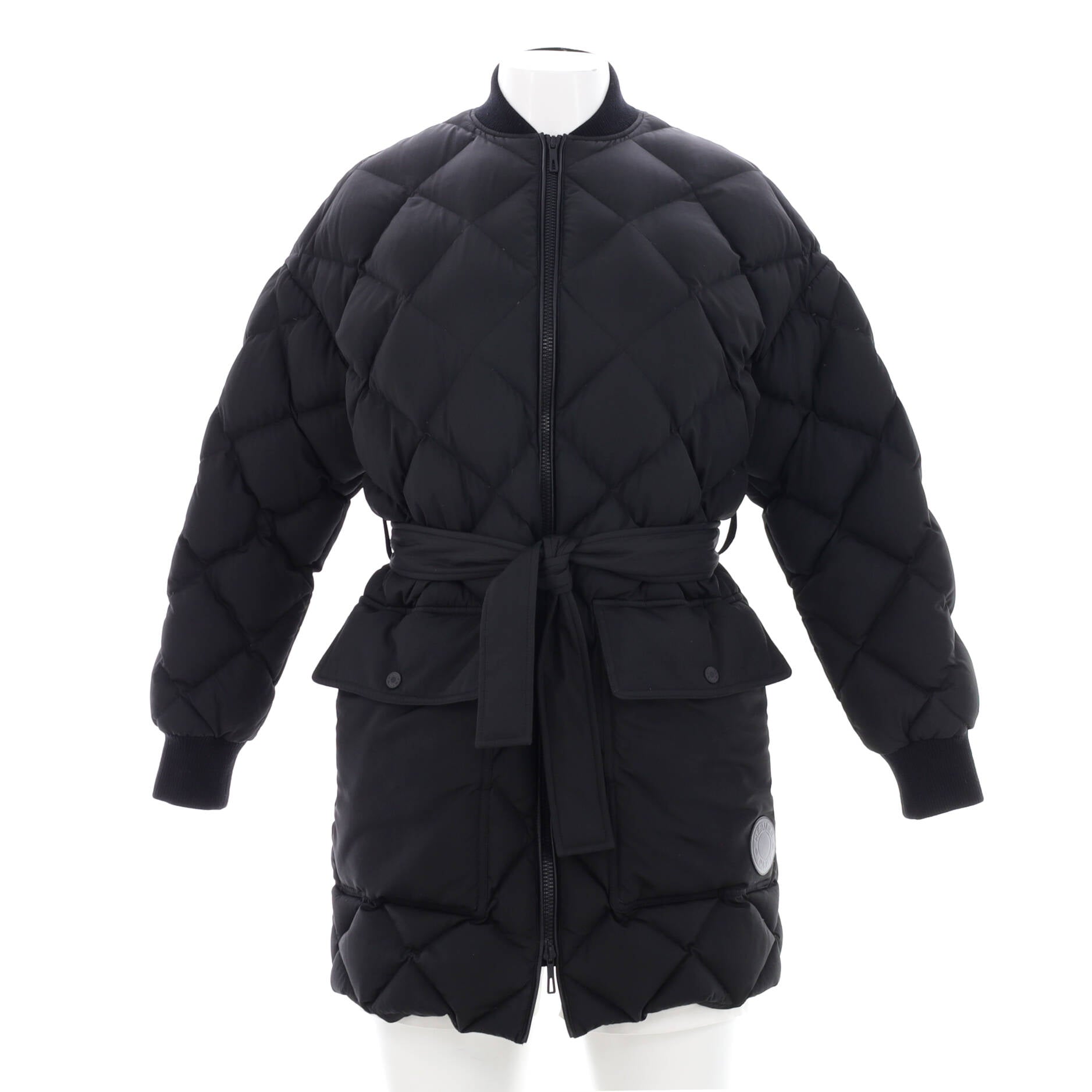 Women's Belted Puffer Coat Quilted Polyester with Down