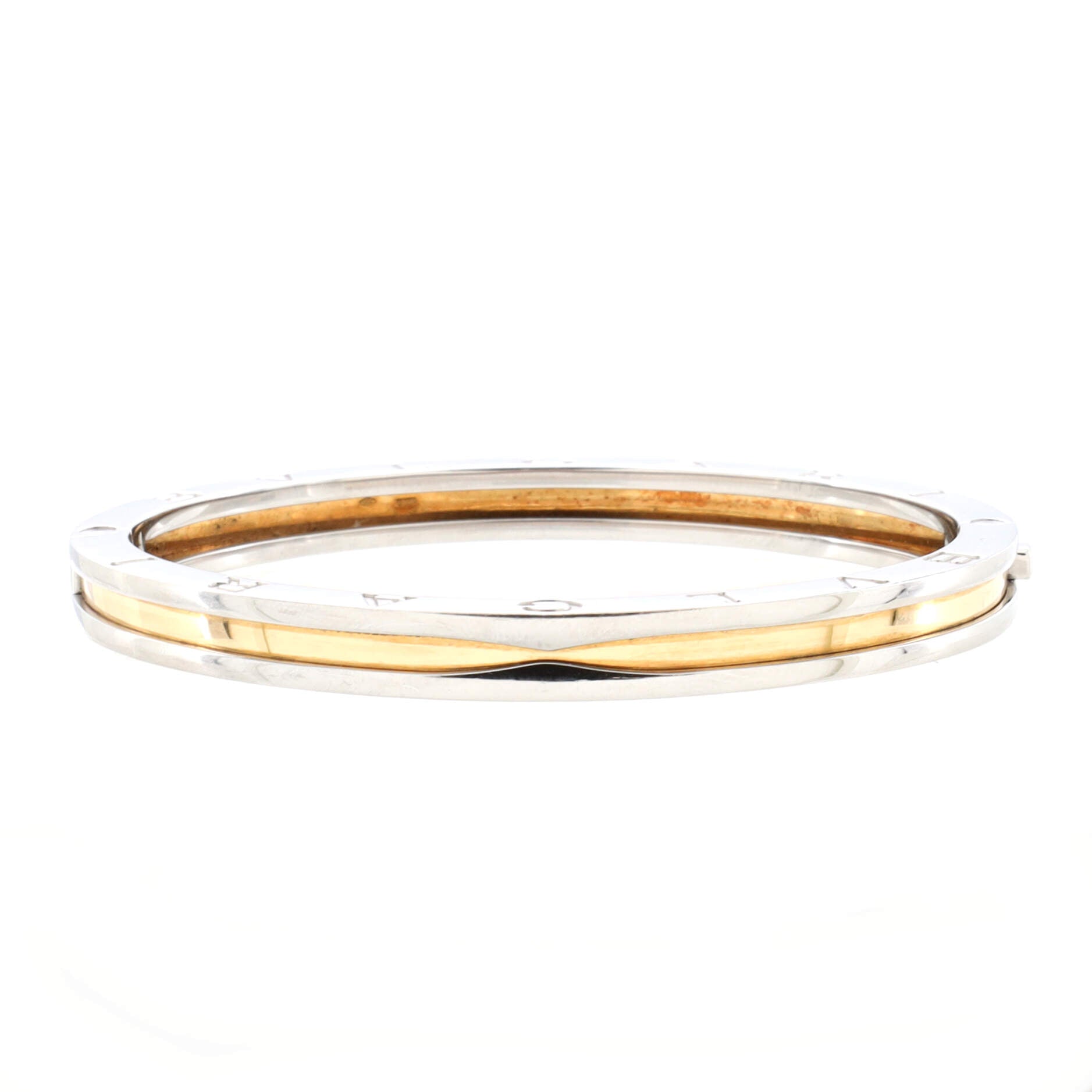 B.Zero1 Hinged Bangle Bracelet 18K Yellow Gold and Stainless Steel 7mm