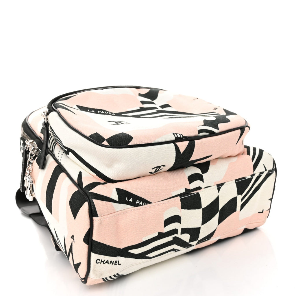 Canvas Cruise La Pausa Print Backpack Pink White Black