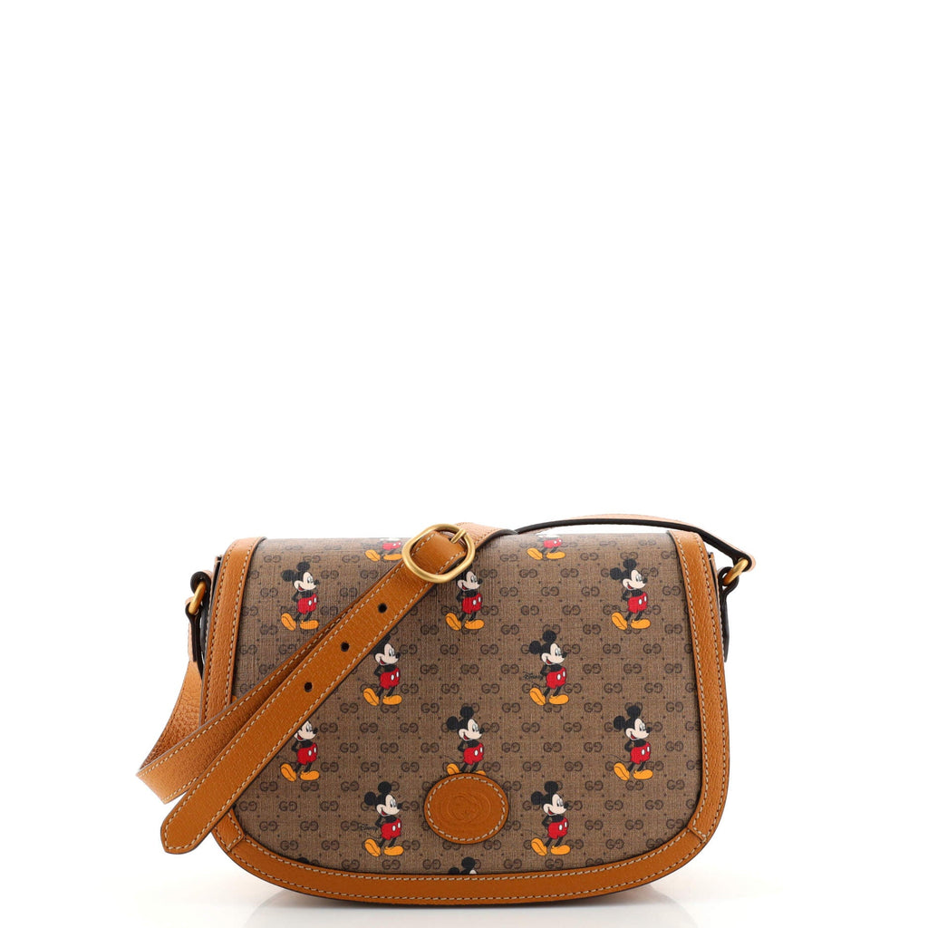 Disney Mickey Mouse Flap Shoulder Bag Printed Mini GG Coated Canvas Small