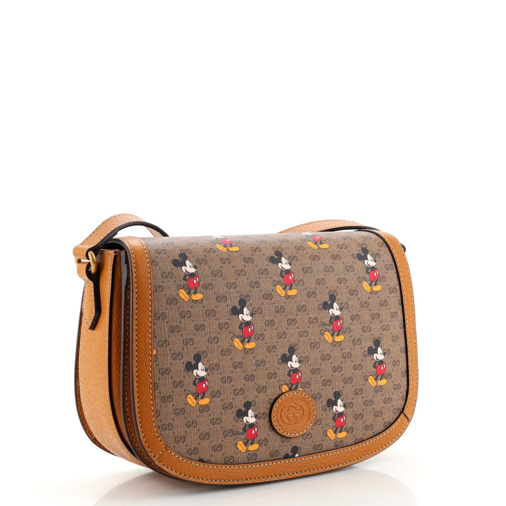 Disney Mickey Mouse Flap Shoulder Bag Printed Mini GG Coated Canvas Small