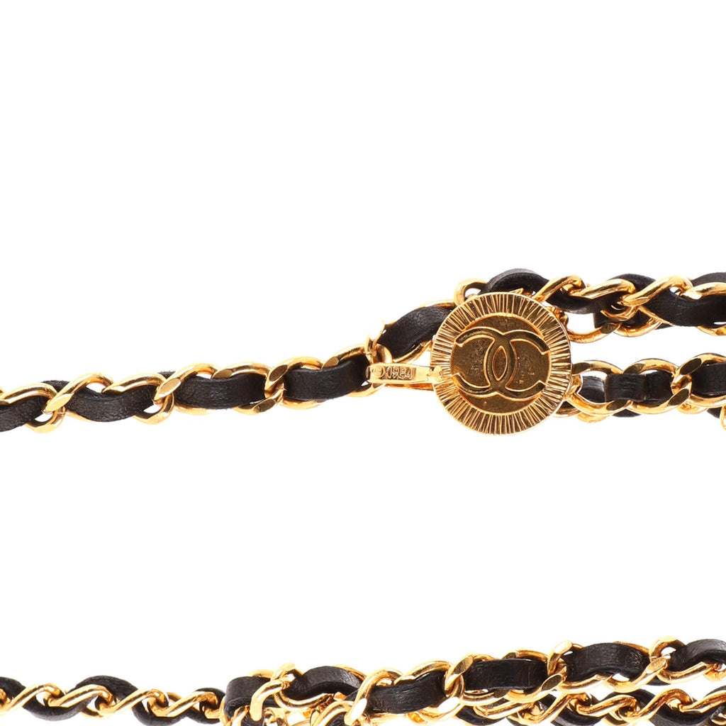 Vintage Multi-Chain Medallion Belt Metal and Leather 80