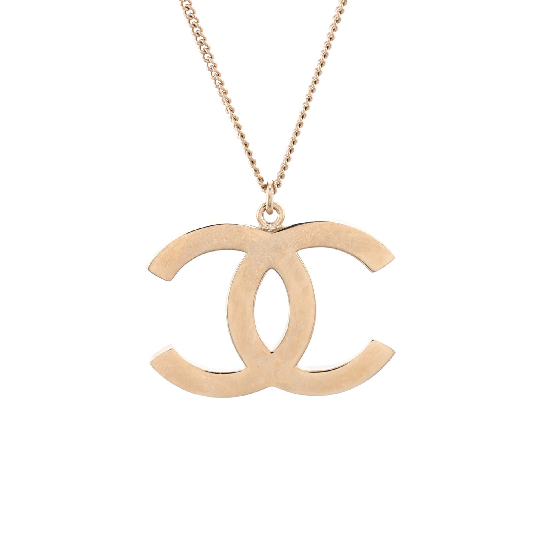 CC Quilted Baguette Pendant Necklace Metal with Crystals