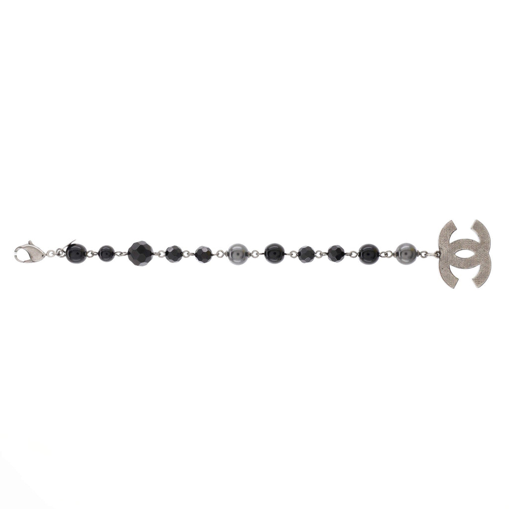 CC Charm Bracelet Metal with Faux Pearls and Beads