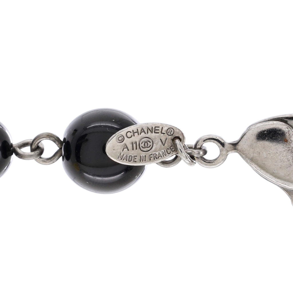 CC Charm Bracelet Metal with Faux Pearls and Beads
