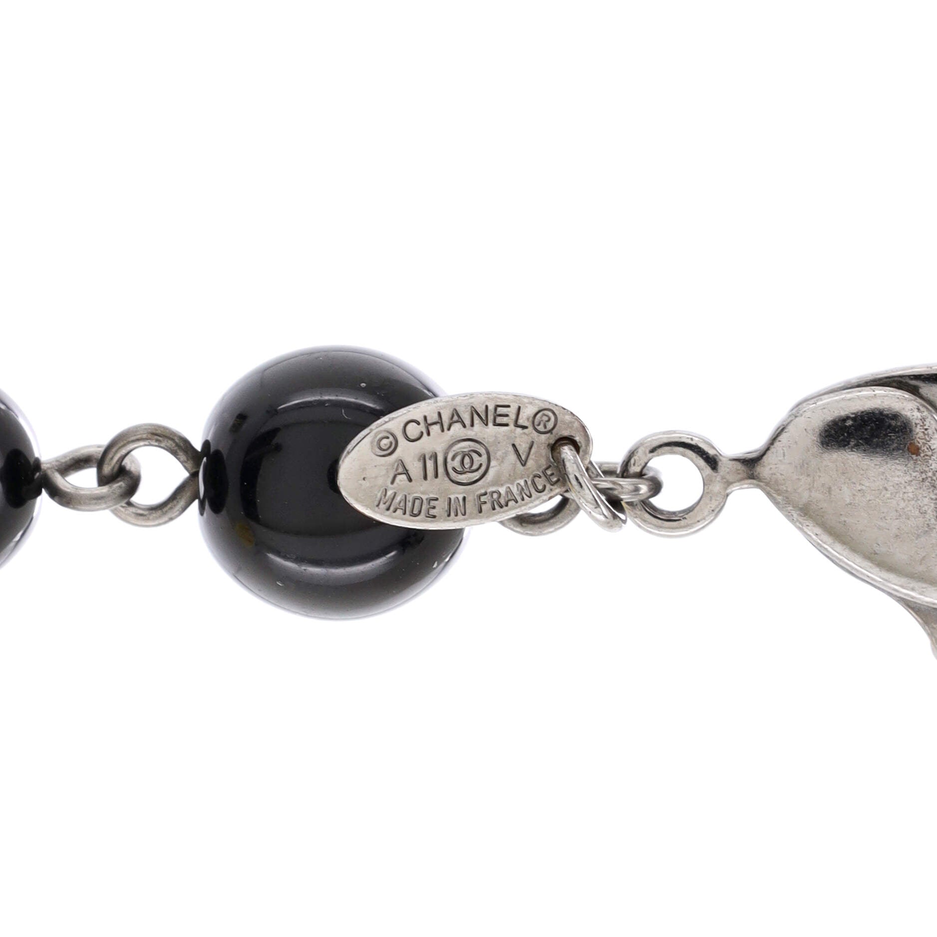 CC Charm Bracelet Metal with Faux Pearls and Beads