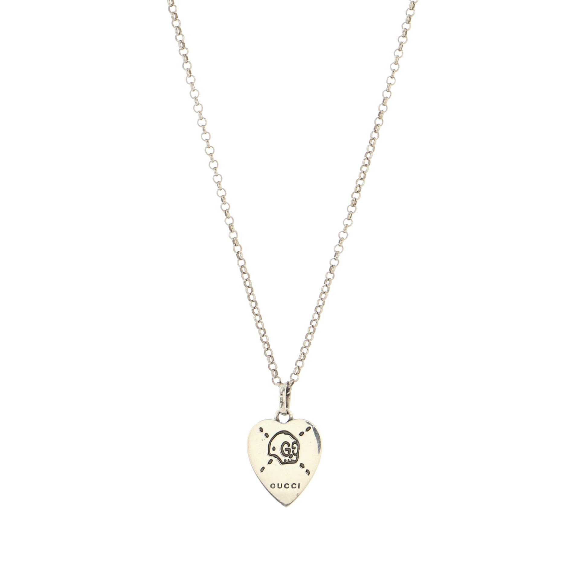 Engraved Heart Pendant Necklace Sterling Silver