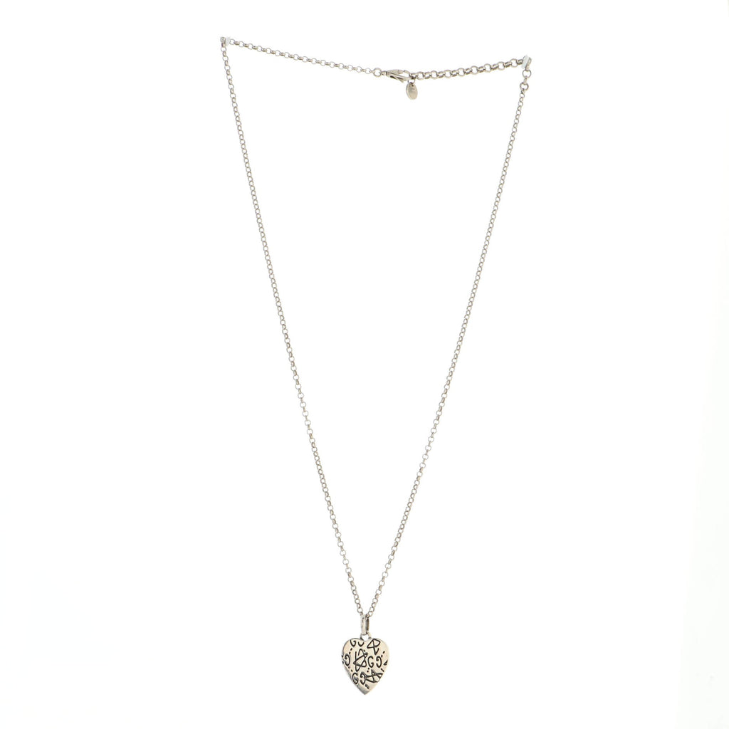 Engraved Heart Pendant Necklace Sterling Silver