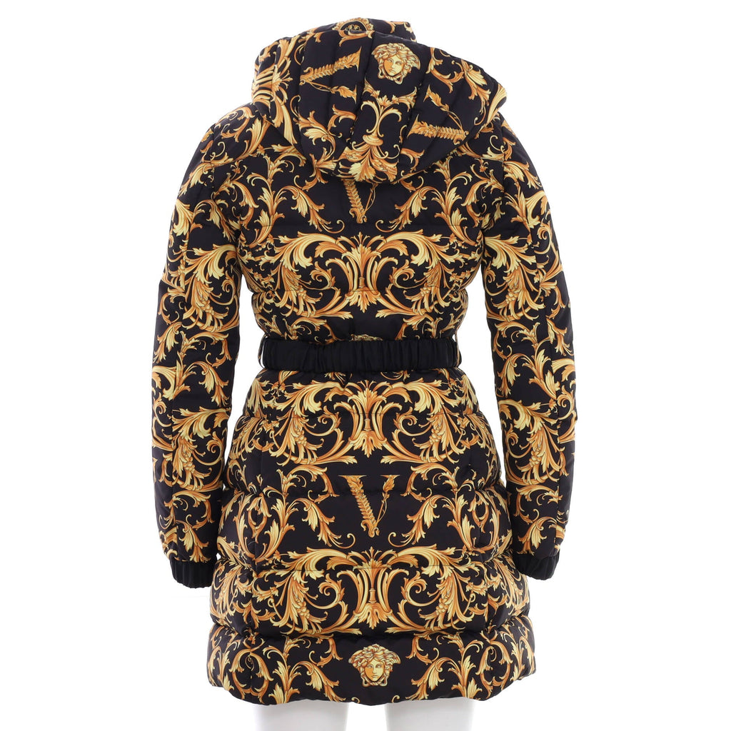 Women's Barocco Long Puffer Coat Quilted Printed Nylon with Down Blend