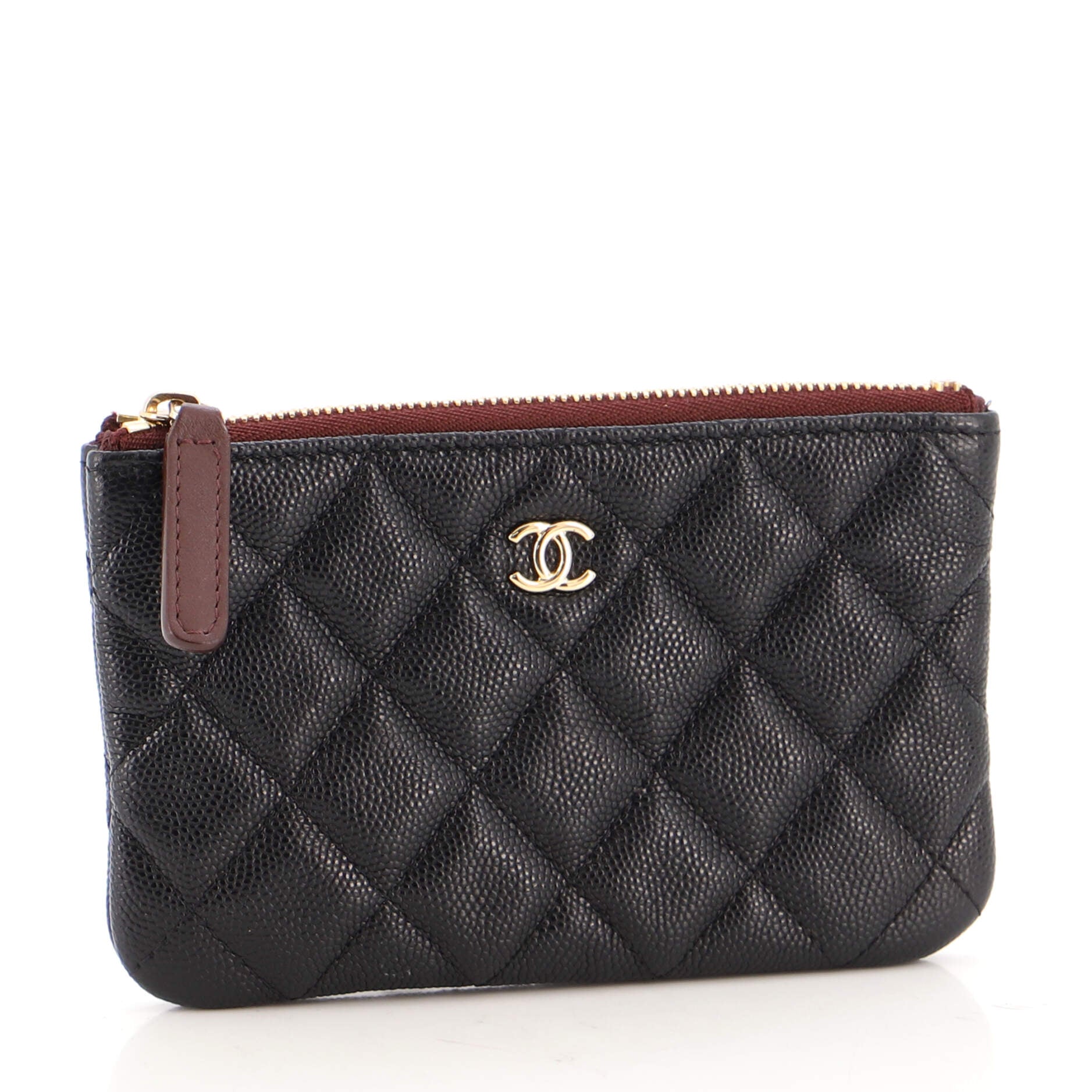 Classic O Case Pouch Quilted Caviar Mini