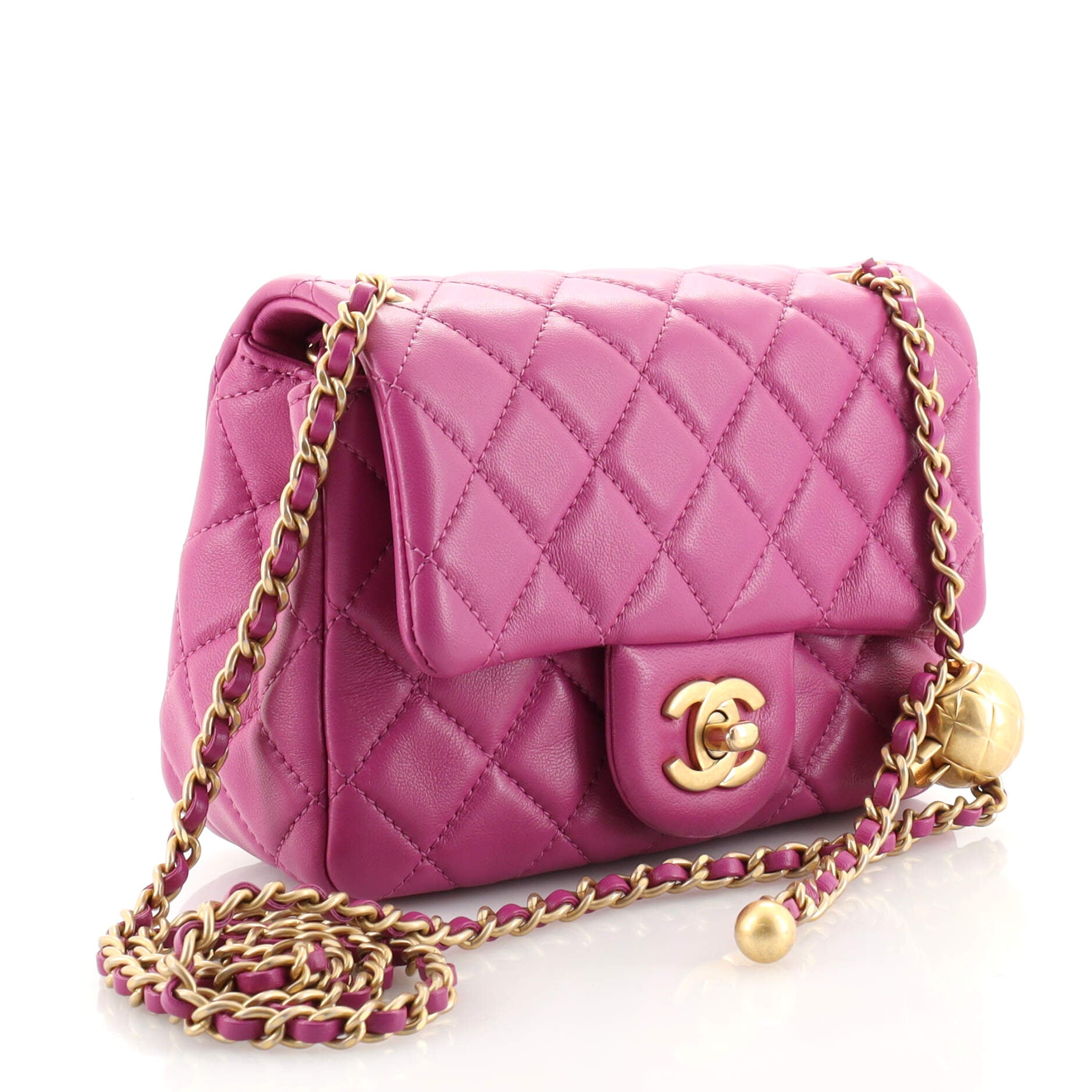 Pearl Crush Square Flap Bag Quilted Lambskin Mini
