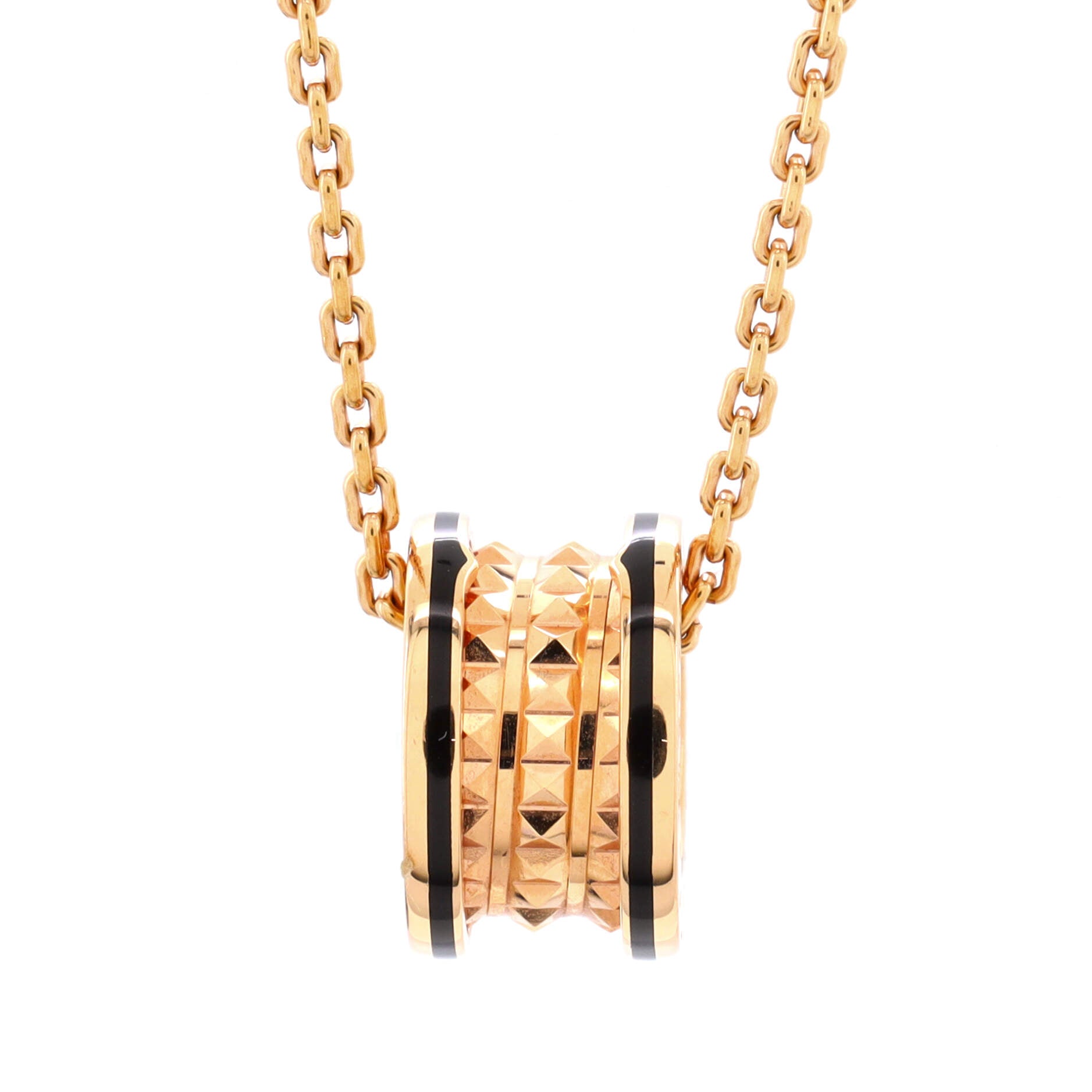 B.Zero 1 Rock Round Pendant Necklace 18K Rose Gold with Ceramic Small