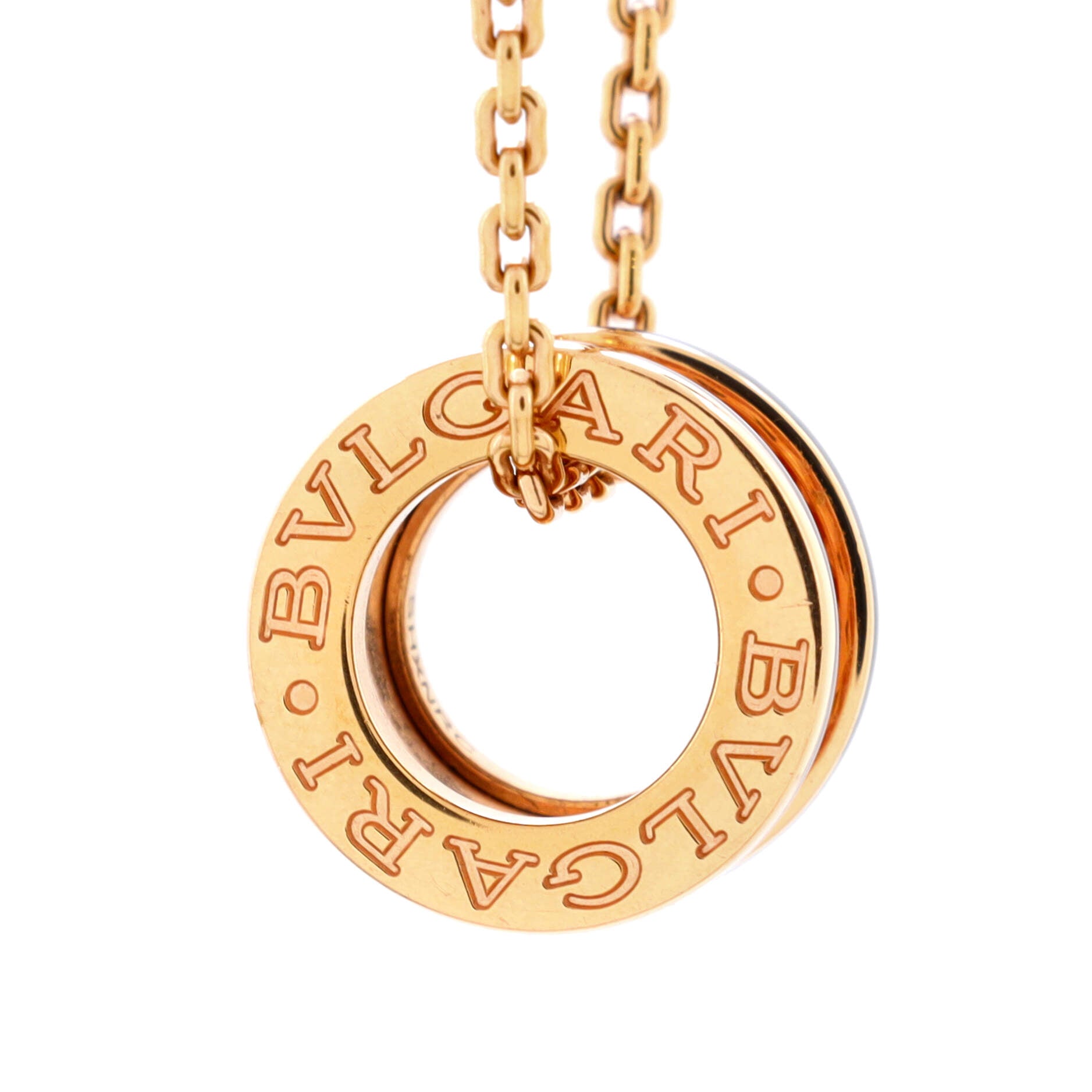 B.Zero 1 Rock Round Pendant Necklace 18K Rose Gold with Ceramic Small