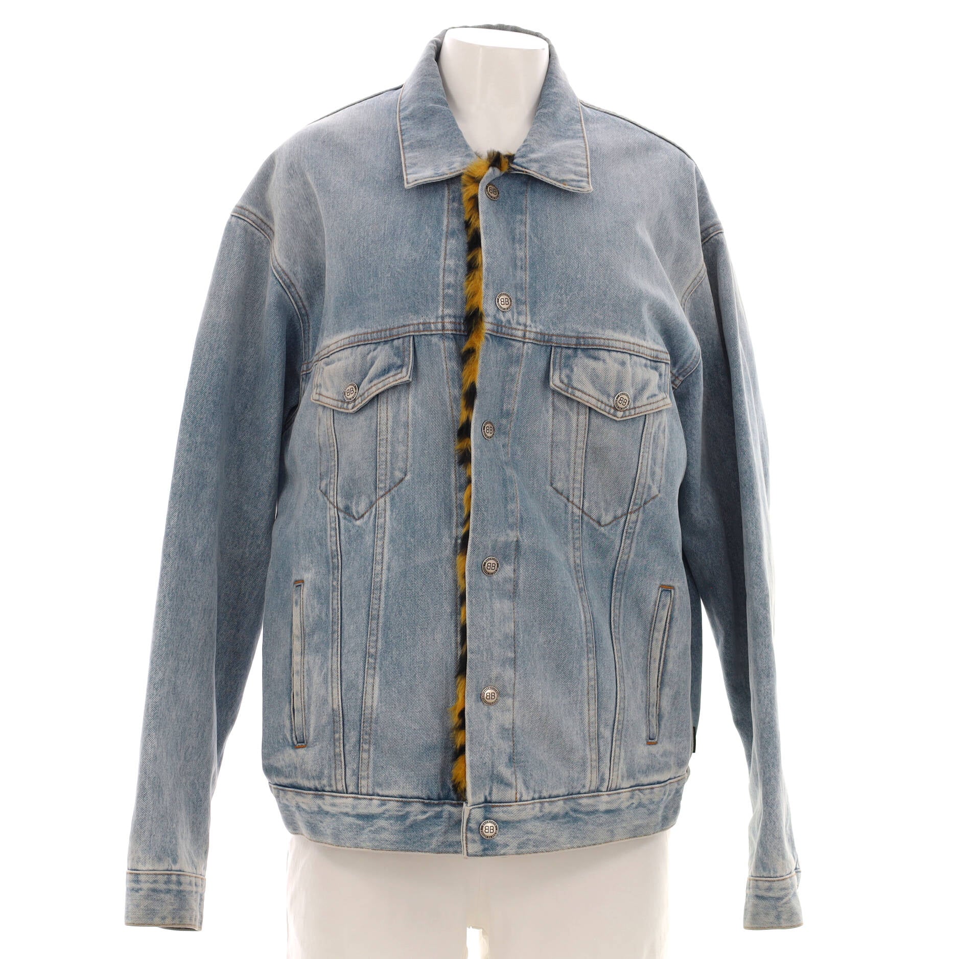 Women's Button Up Jacket Denim and Faux Fur