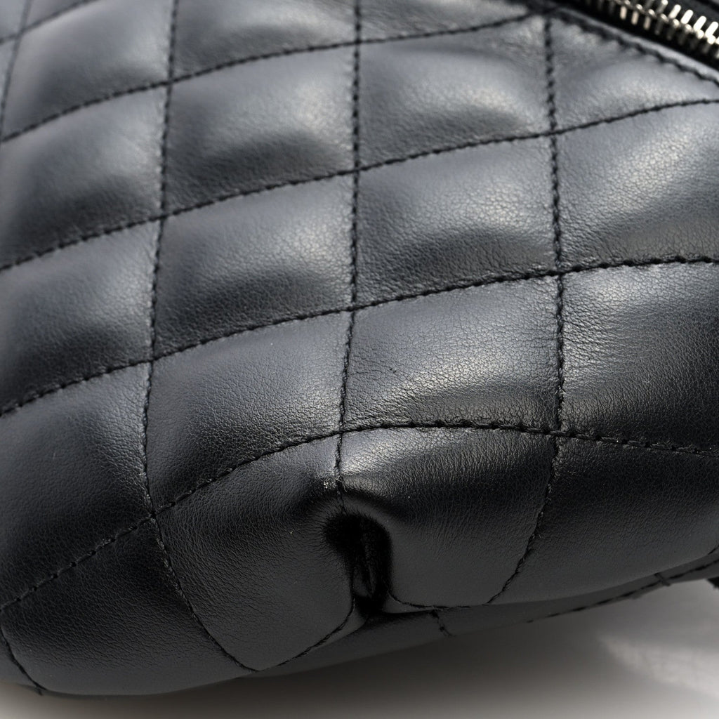 Calfskin Quilted Waist Belt Bag Black