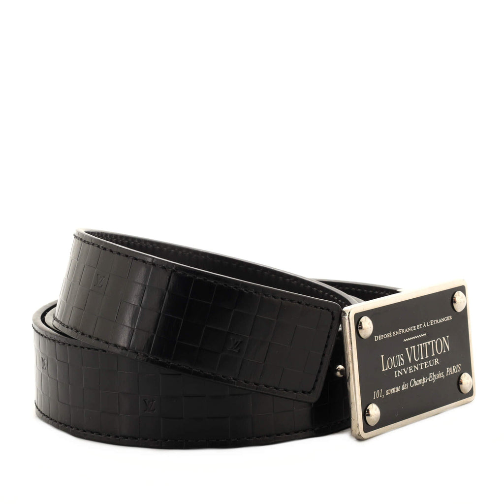 Inventeur Belt Damier Embossed Leather Medium 95