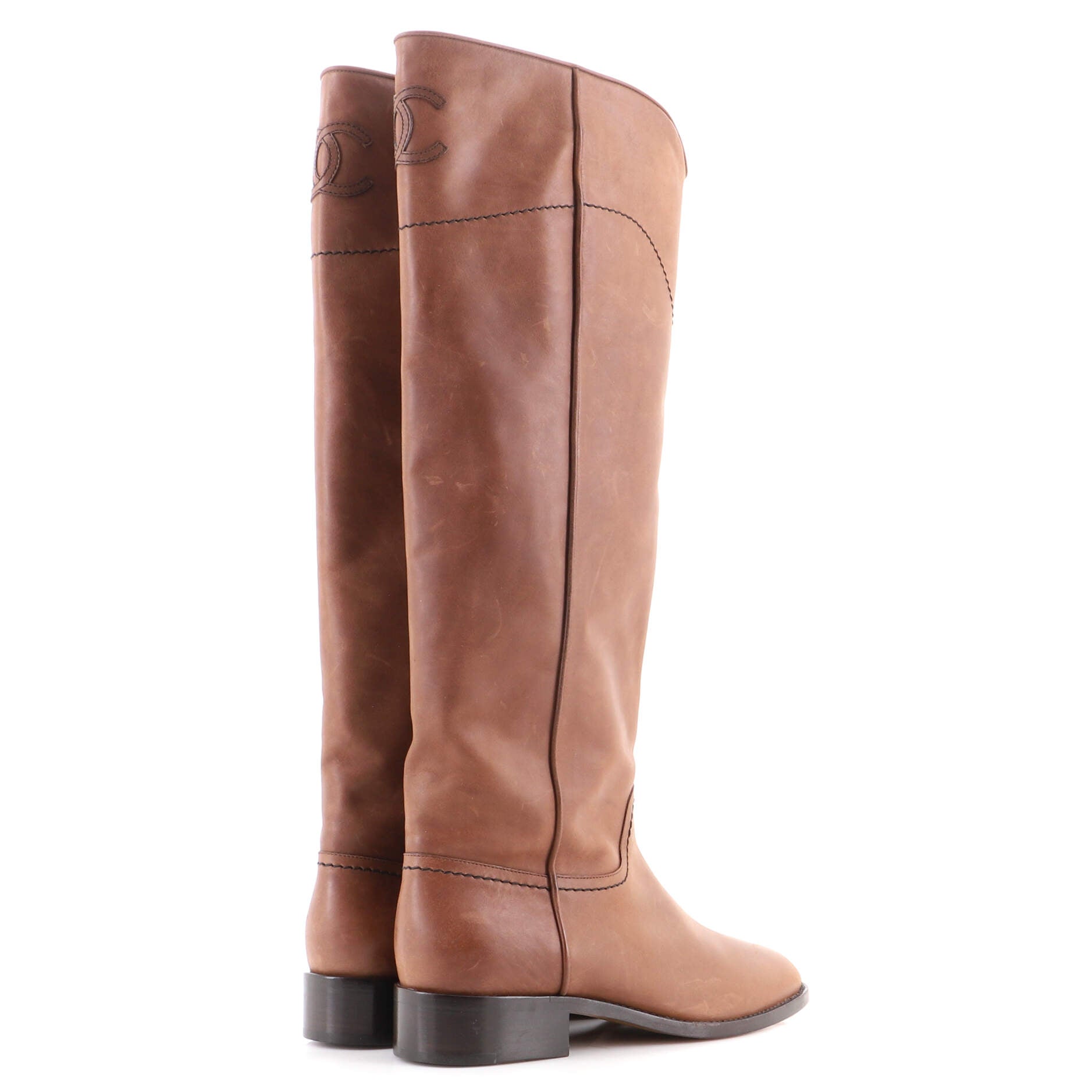 Women's CC Riding Knee High Boots Leather