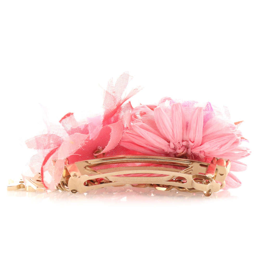 Fleur Charm Hair Clip Barette Metal with Fabric