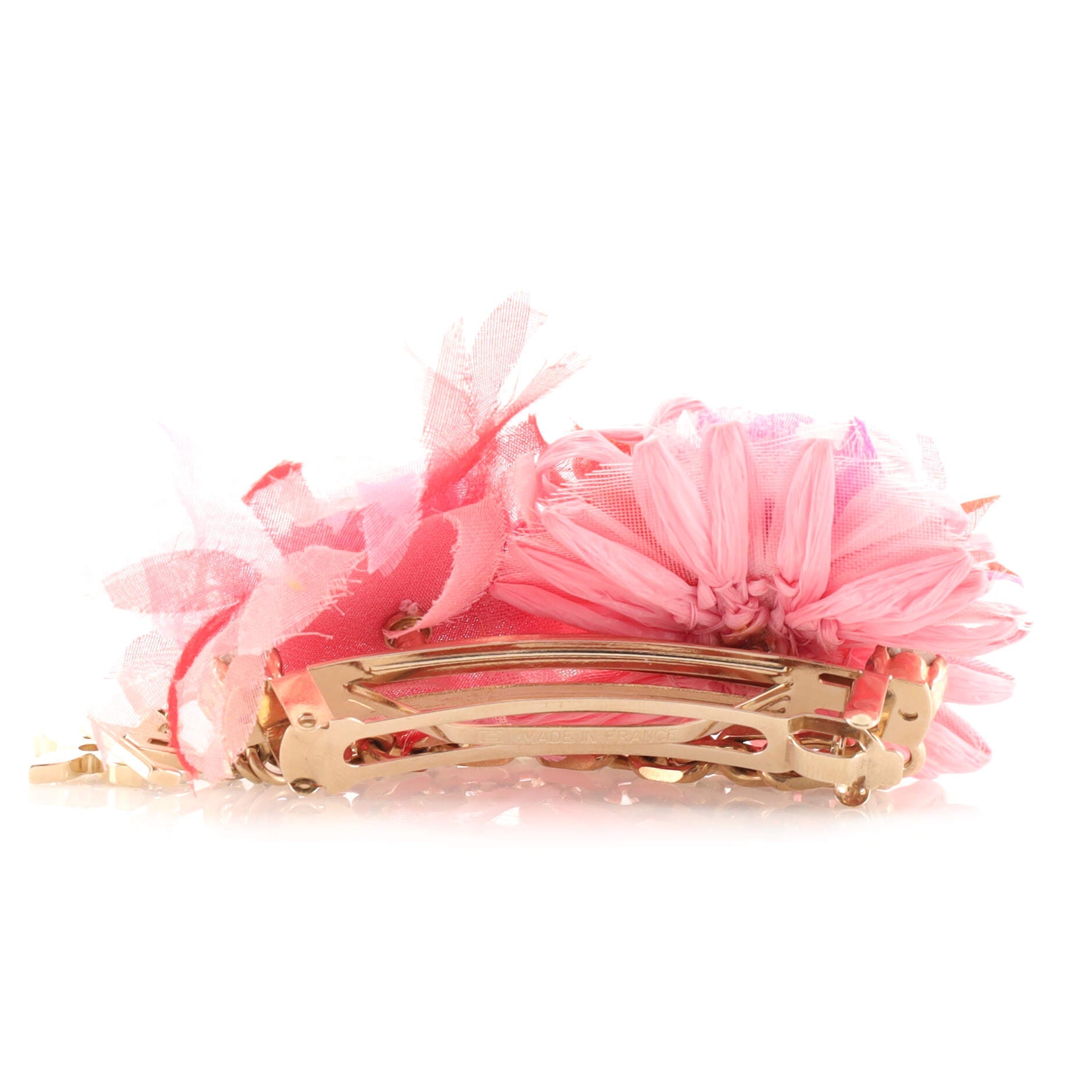 Fleur Charm Hair Clip Barette Metal with Fabric