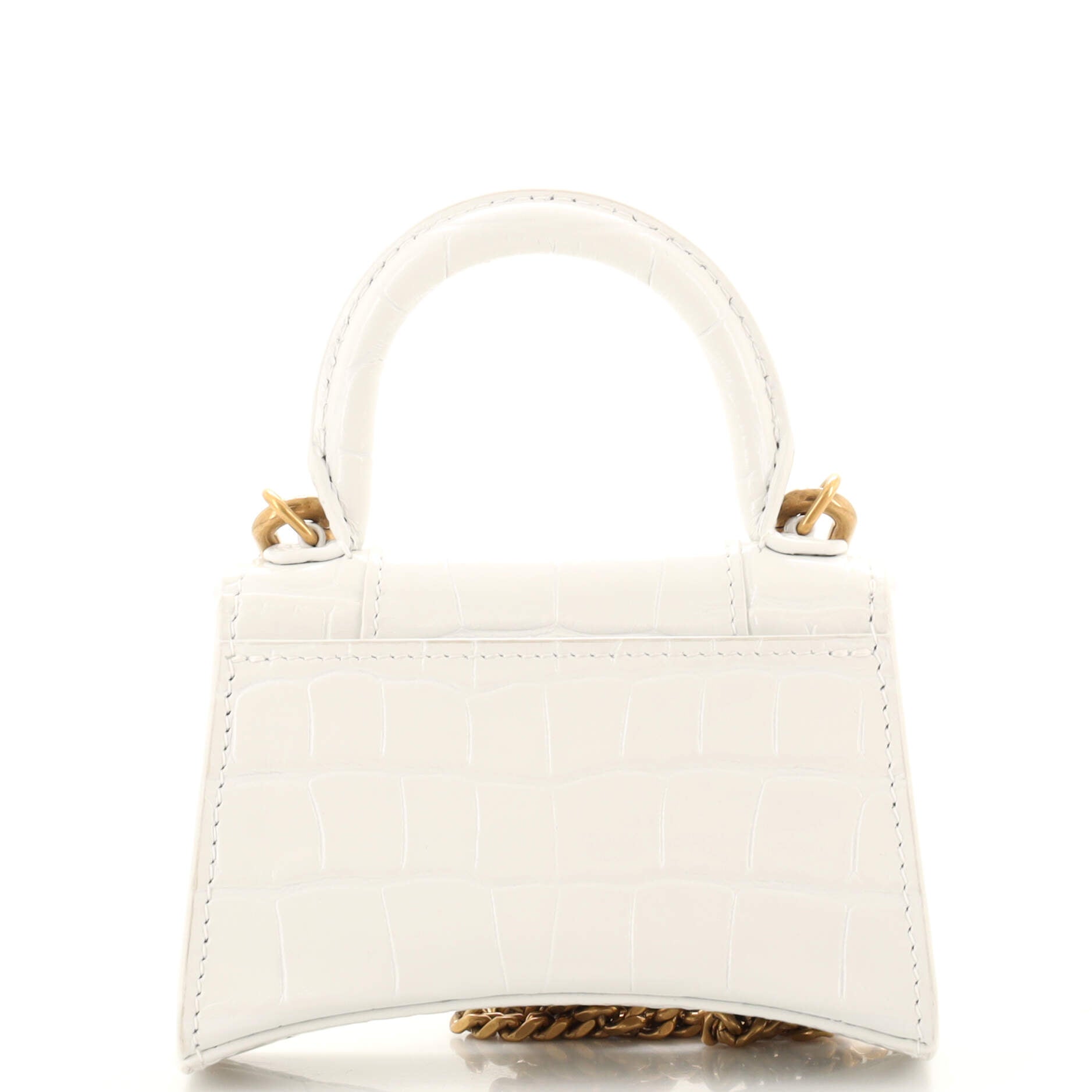 Hourglass Top Handle Bag Crocodile Embossed Leather Mini