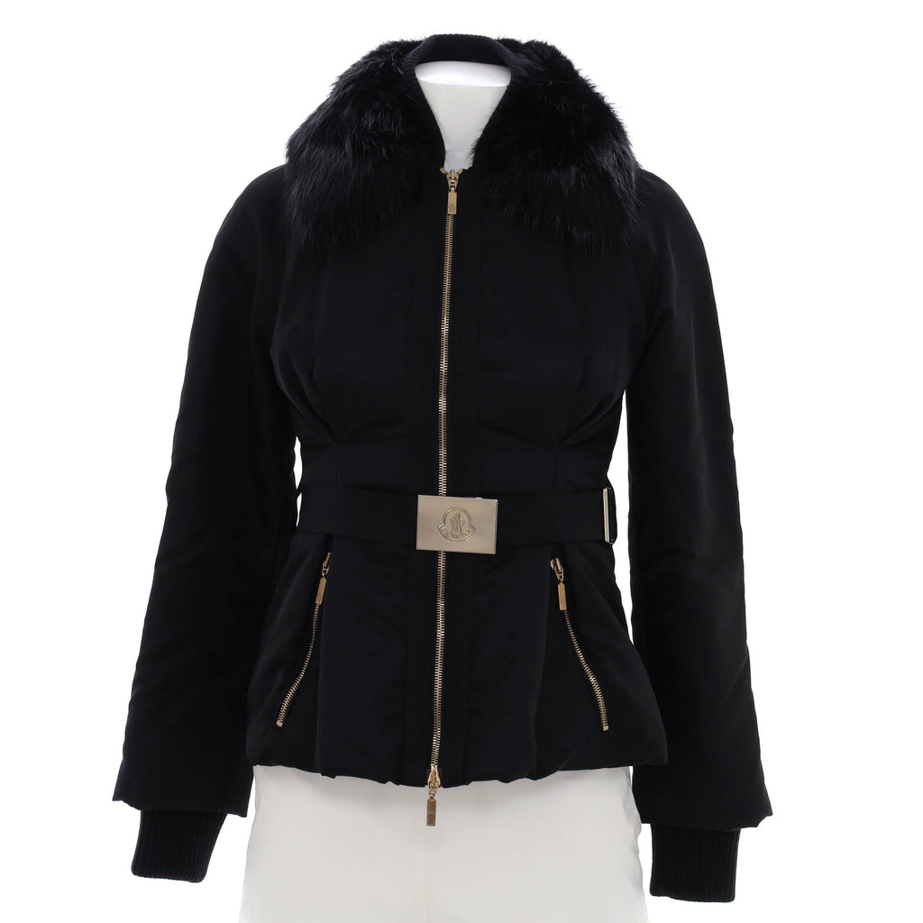 Women's Belted Canet Puffer Jacket Polyamide with Down and Fur