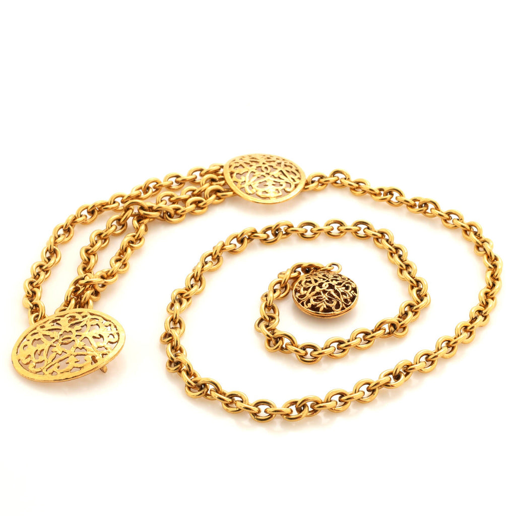 Vintage Medallion Charms Chain Belt Metal 90