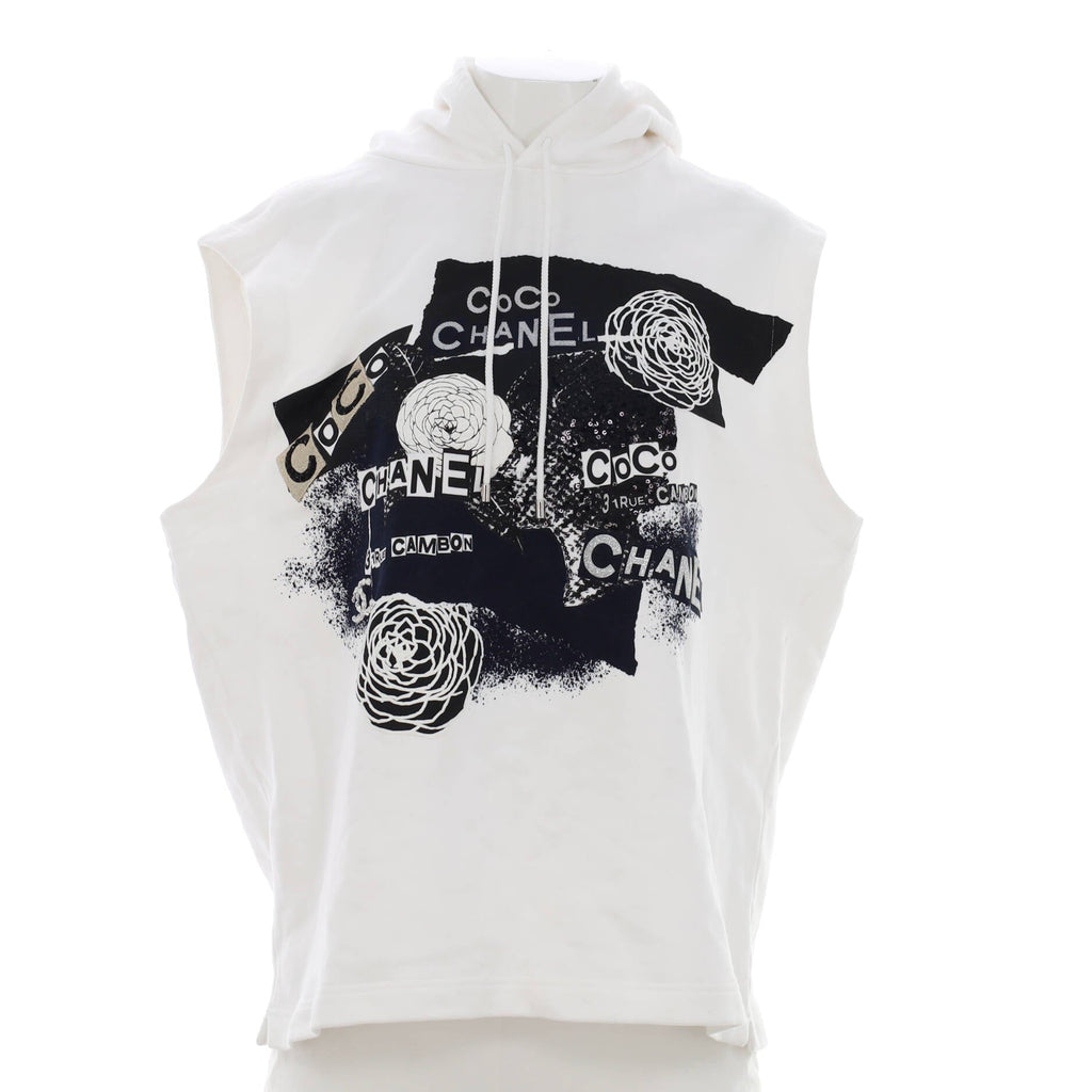 Women's Camellia Sleeveless Hoodie Printed Cotton