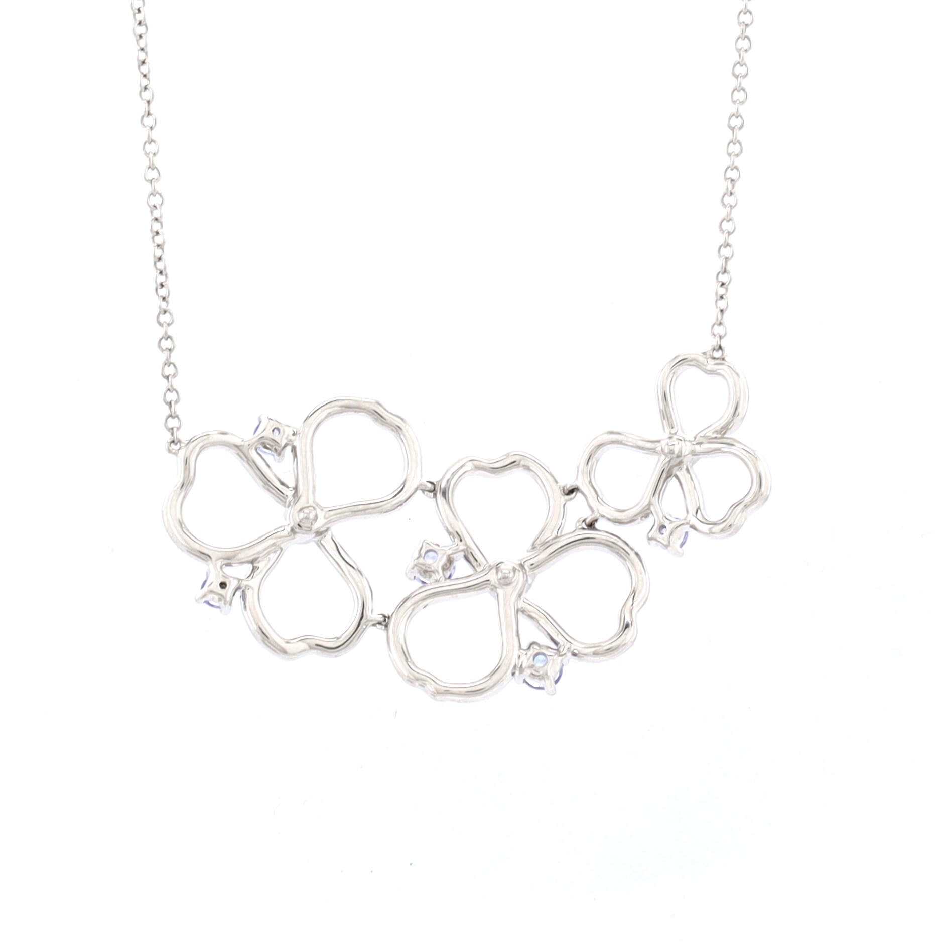 Paper Flowers Open Cluster Necklace Platinum with Diamonds and Tanzanites