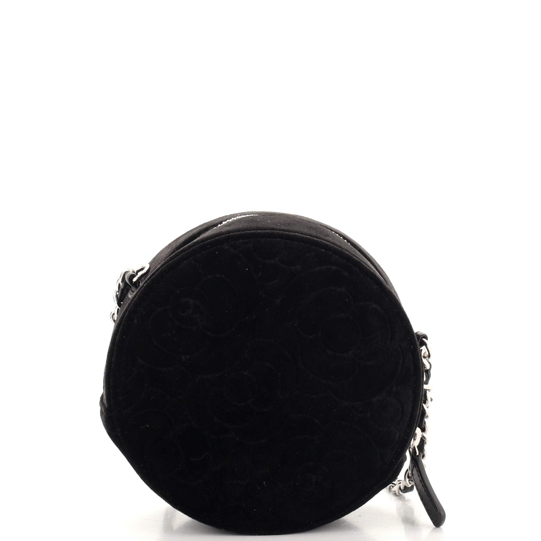 Round Clutch with Chain Camellia Velvet