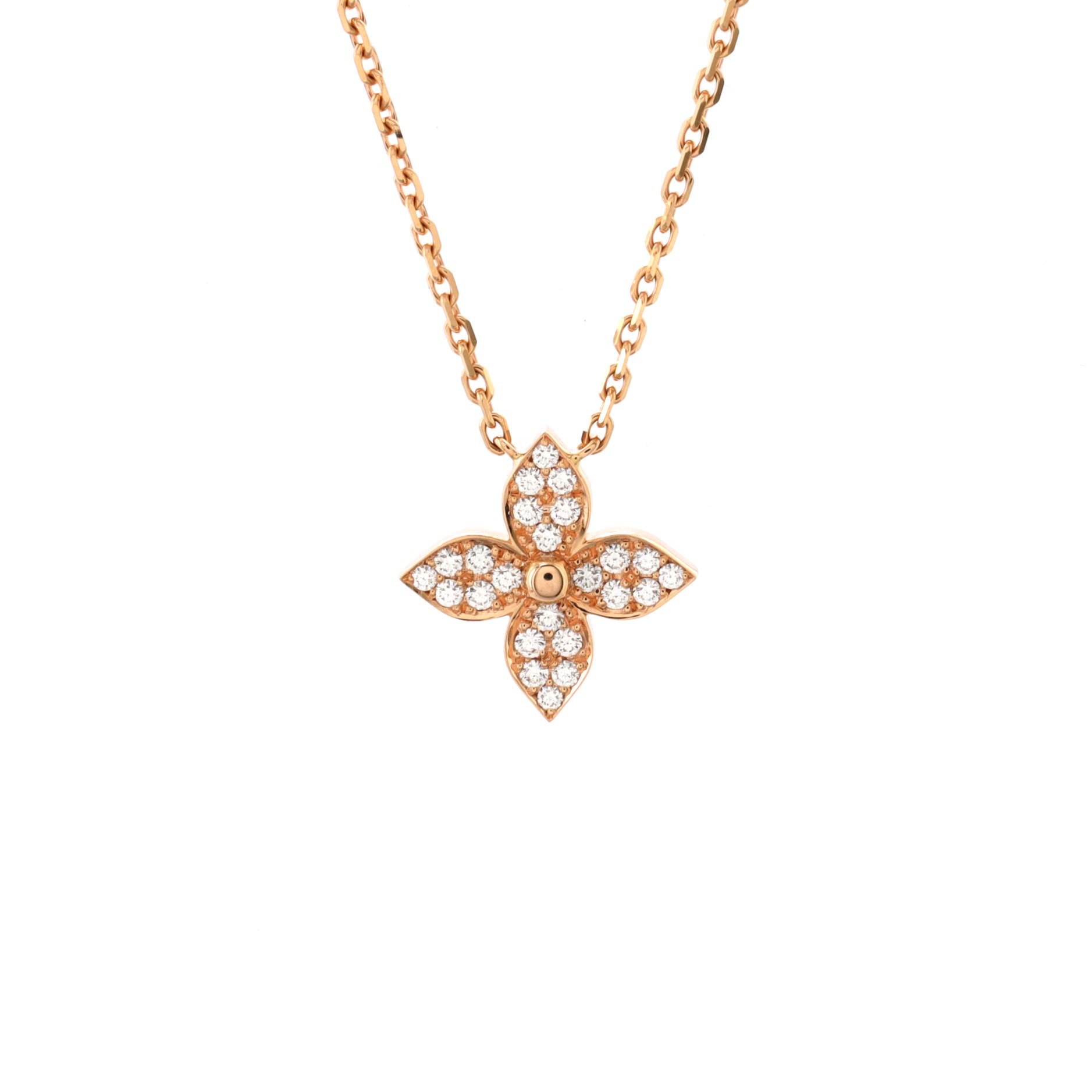Star Blossom Pendant Necklace 18K Rose Gold and Diamonds