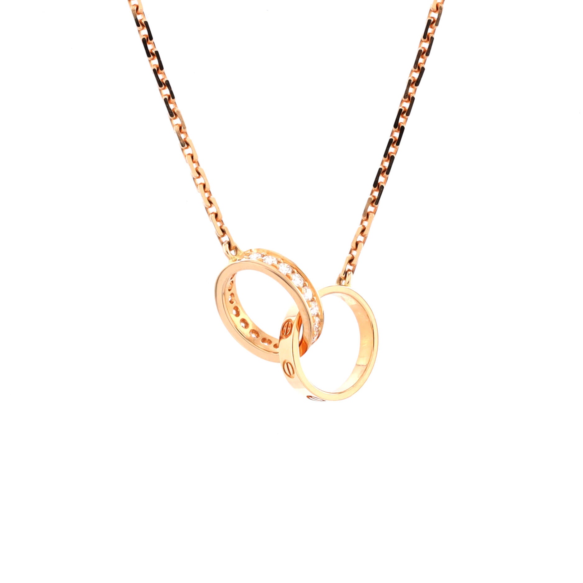 Love Interlocking Necklace 18K Rose Gold with Diamonds