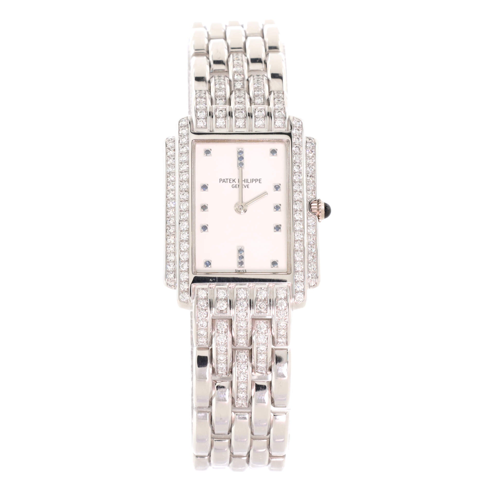 Gondolo 4825 Quartz Watch White Gold with Diamond Bezel, Lugs and Sapphire Markers 22