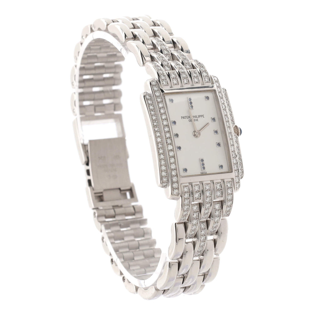 Gondolo 4825 Quartz Watch White Gold with Diamond Bezel, Lugs and Sapphire Markers 22