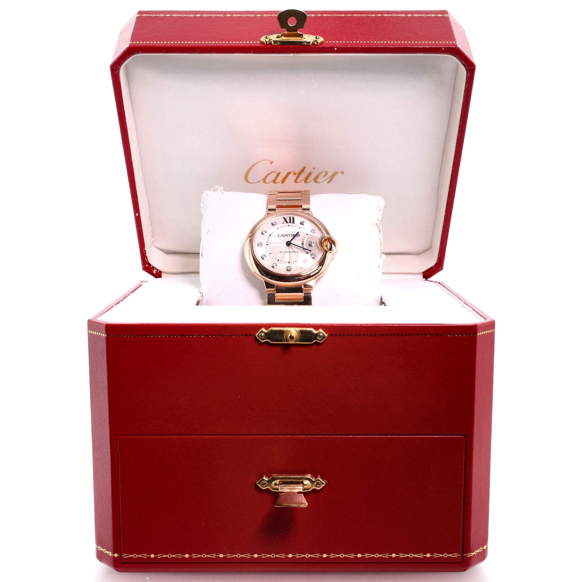 Ballon Bleu de Cartier Automatic Watch Rose Gold with Diamond Markers 36